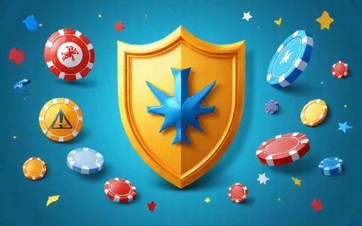 Símbolos de juego responsable con iconos de protección y límites de apuestas